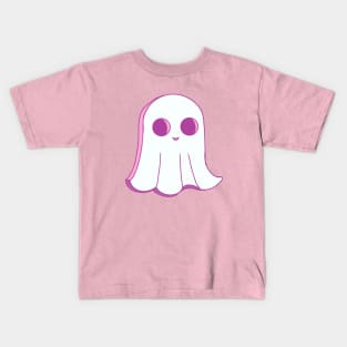 Cute pink Halloween ghost. Original illustrations in cartoon retro style. Kids T-Shirt